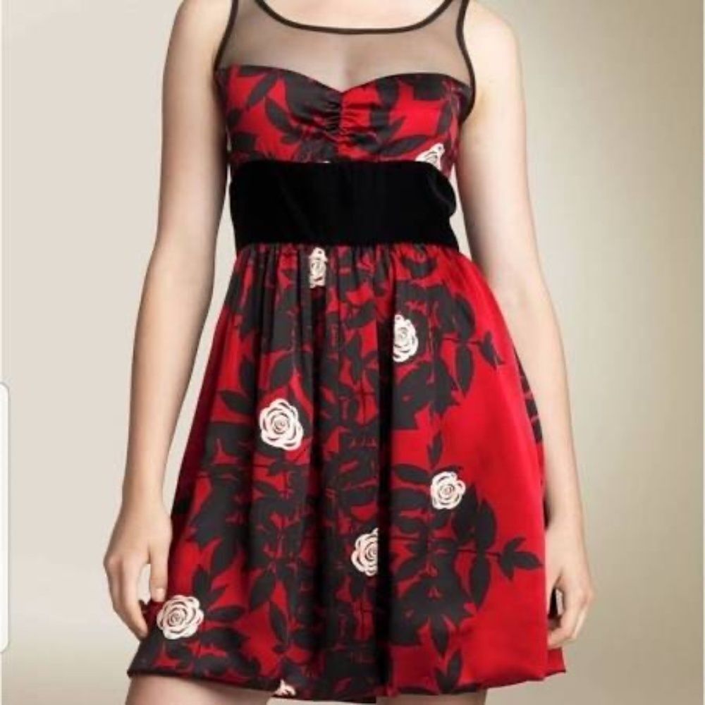 Anthro Plenty By Tracy Reese Red Print Dress Sz 0